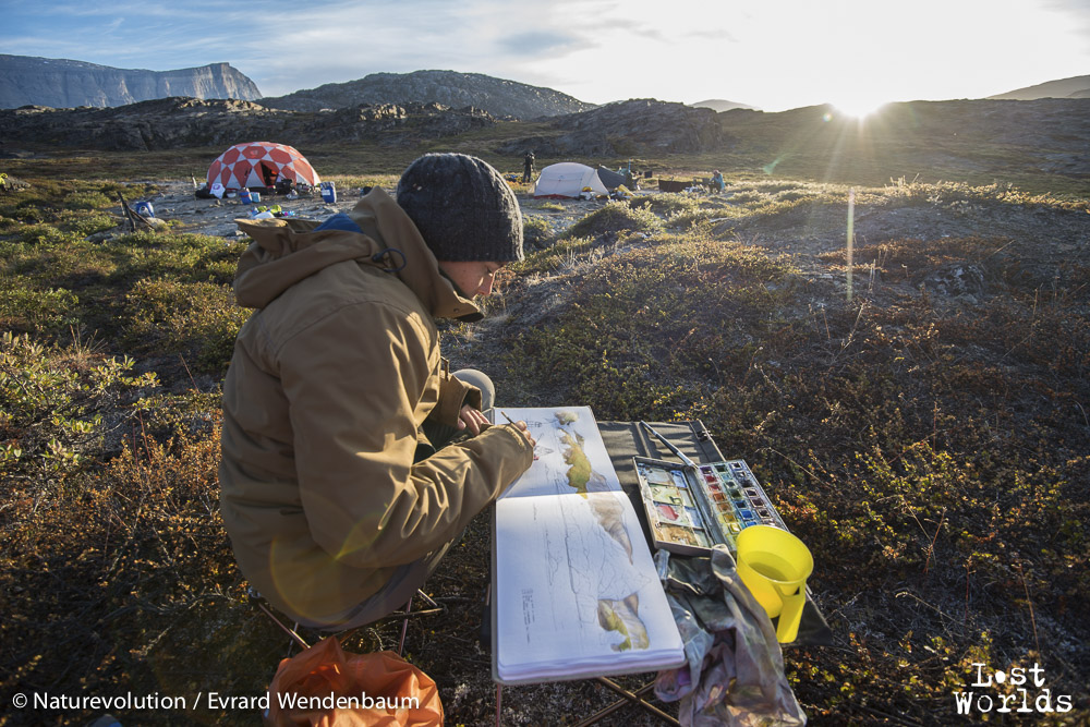 Paysages inspirants pour la dessinatrice Aurélie dans le camp de baie d'Harefjord.